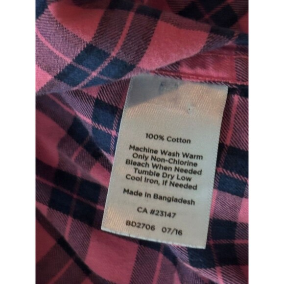 Talbots Pink Blue Plaid Cotton Long Sleeve Tunic Blouse Small - Picture 5 of 7
